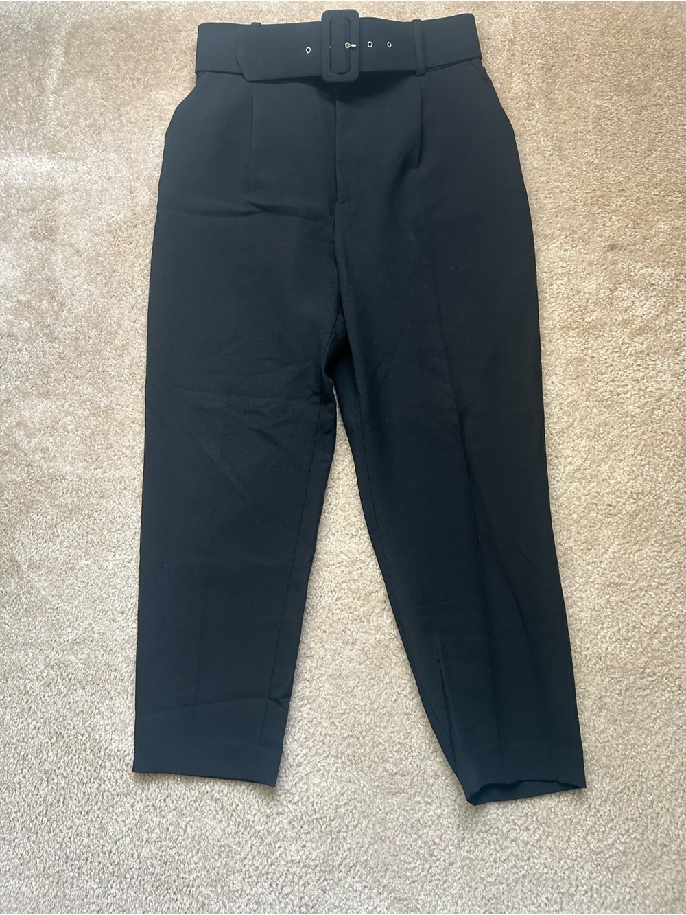 ZARA High-Waist Black Belted Women’s Trousers